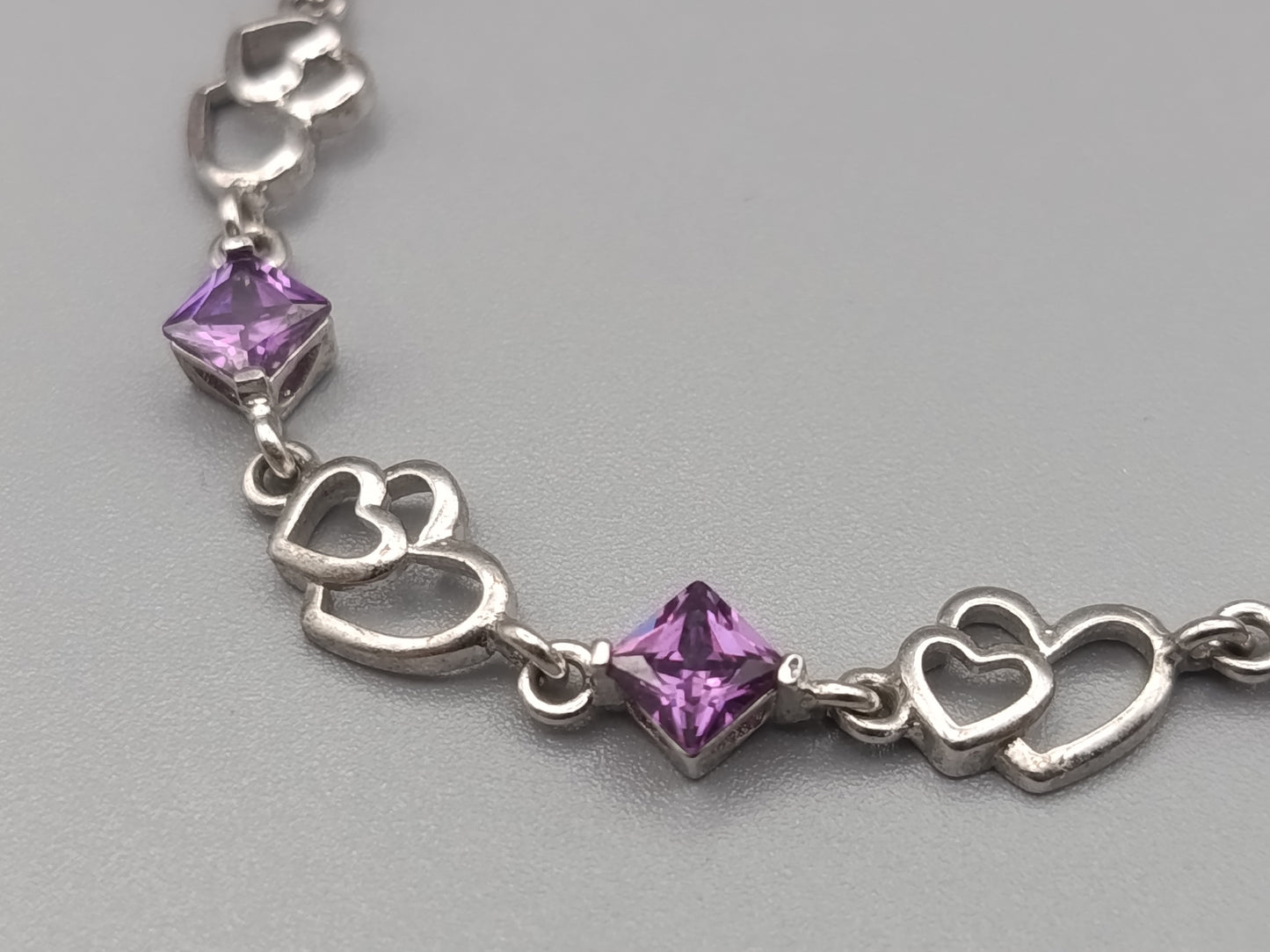 Elegantes 925 Silber Damen Armband mit lila Steinen
