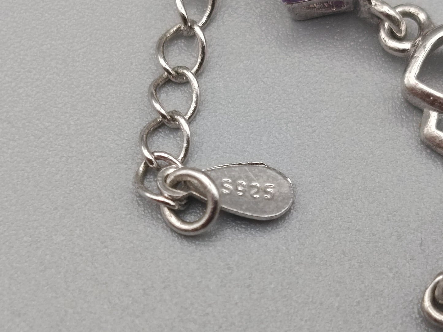 Elegantes 925 Silber Damen Armband mit lila Steinen