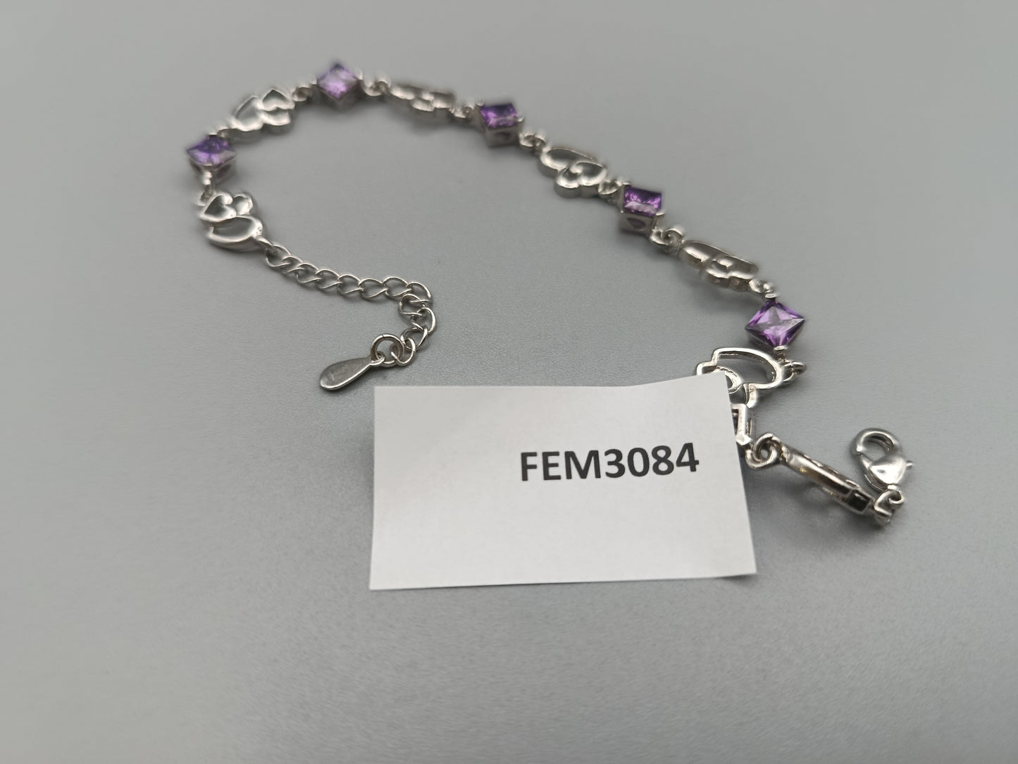 Elegantes 925 Silber Damen Armband mit lila Steinen