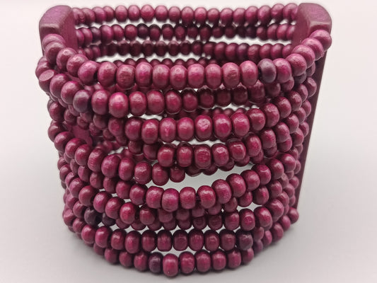 Holzperlen Armband  Elastischer Boho Look