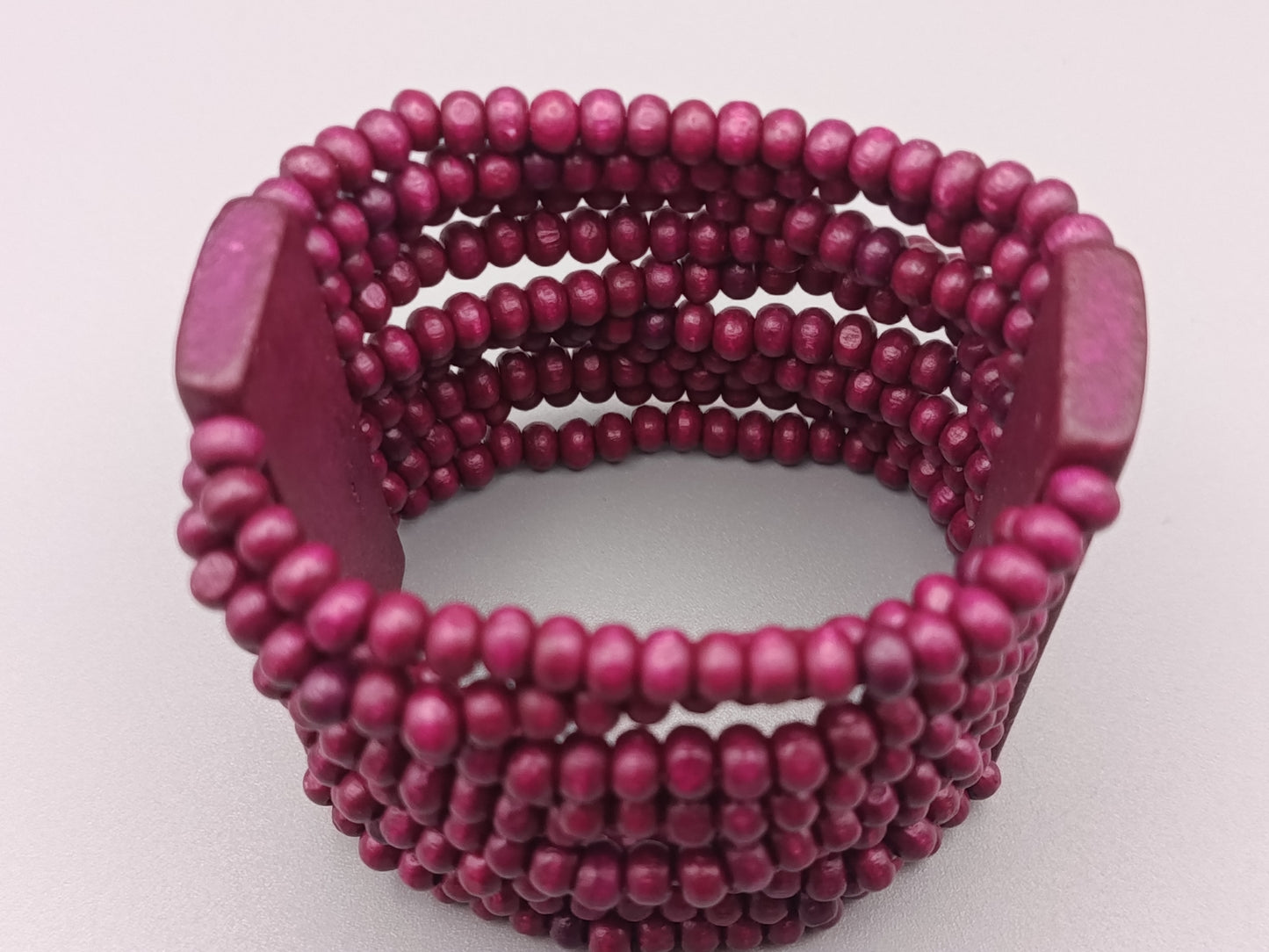 Holzperlen Armband  Elastischer Boho Look