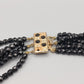 Mehrreihige schwarze Perlenkette Eleganter Schmuck