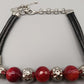 Moderne Damen Kette Rote Statement-Perlen