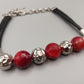 Moderne Damen Kette Rote Statement-Perlen