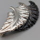 Elegante Blatt Brosche in Silber/Schwarz Vintage Design