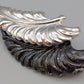 Elegante Blatt Brosche in Silber/Schwarz Vintage Design