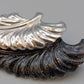 Elegante Blatt Brosche in Silber/Schwarz Vintage Design