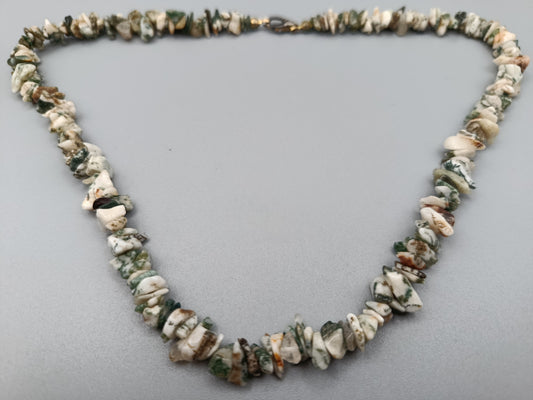 Stilvolle Moosachat Splitter Kette Naturstein Halskette