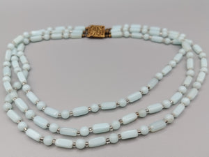 Dreireihige Vintage Kette Opalglas Perlen Kette