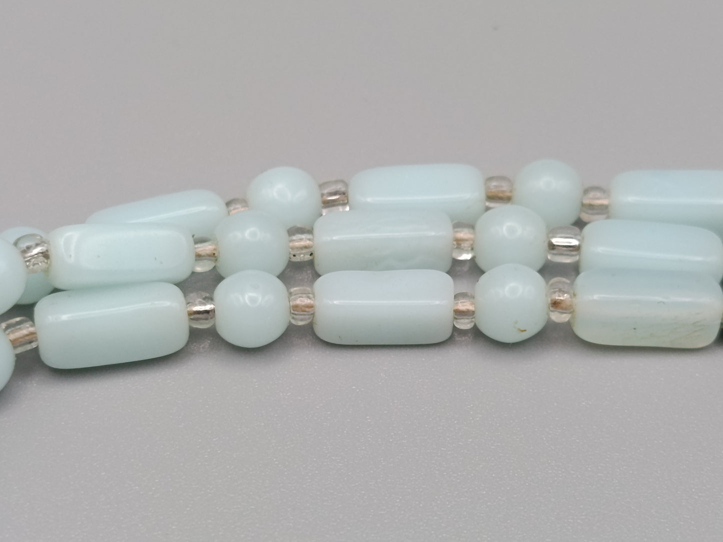 Dreireihige Vintage Kette Opalglas Perlen Kette