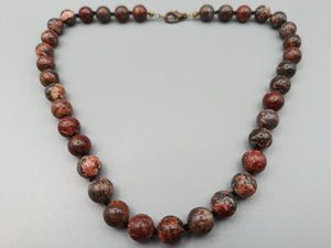 Stilvolle Mahagoni-Obsidian Perlen Kette Naturstein