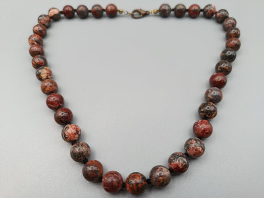 Stilvolle Mahagoni-Obsidian Perlen Kette Naturstein