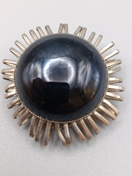 Elegante Vintage Brosche mit großem stein
