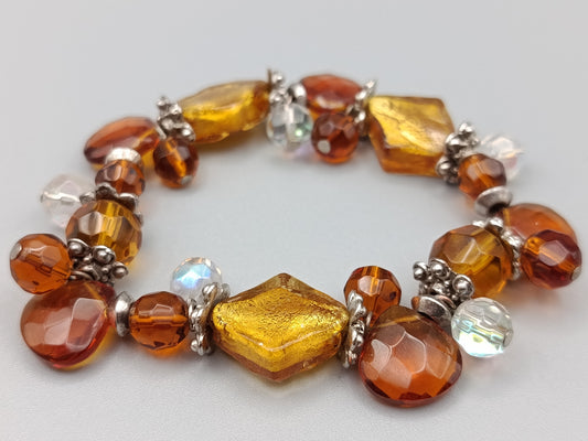 Stilvolles Damen Armband in Bernsteinoptik Elastisch
