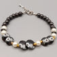 Elegantes Hämatit Damen Armband in Schwarz-Weiß