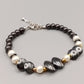 Elegantes Hämatit Damen Armband in Schwarz-Weiß