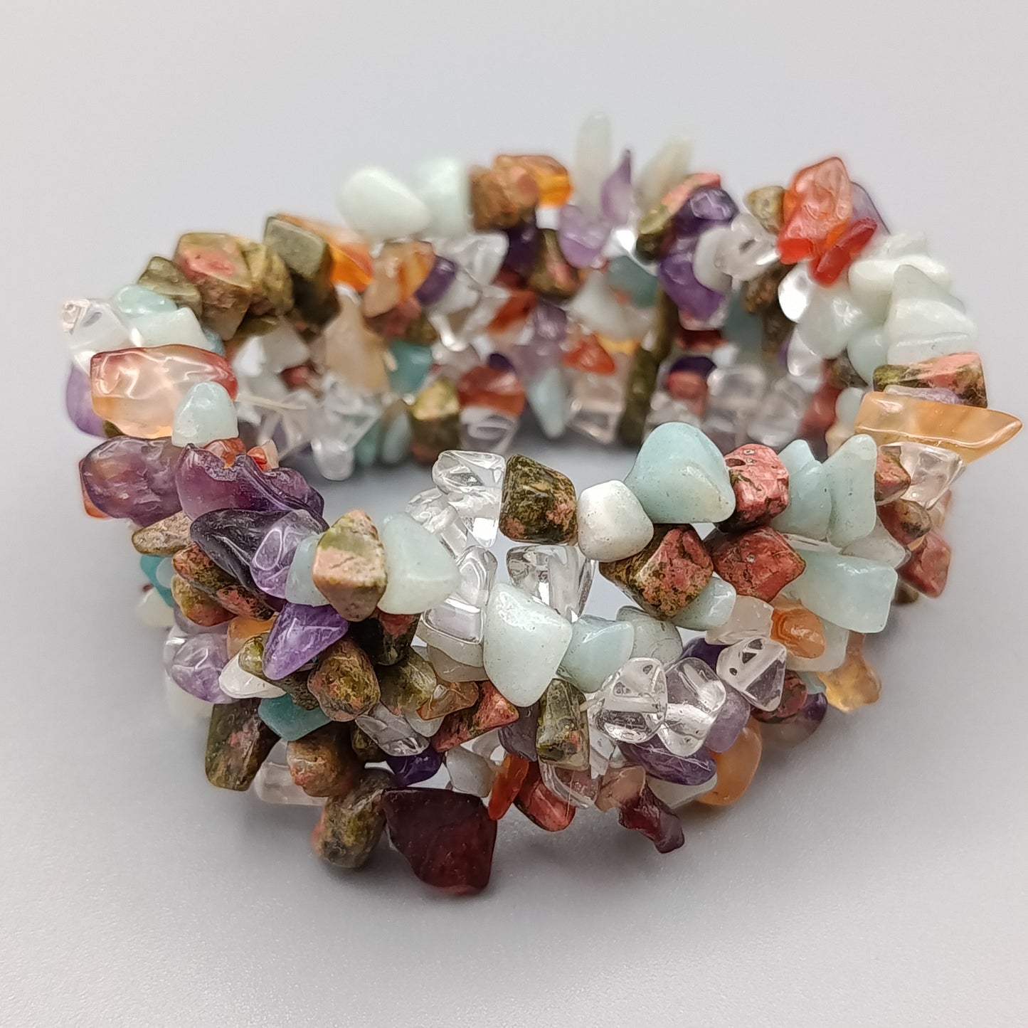 Buntes Stein Splitter Armband Elastischer Naturstein