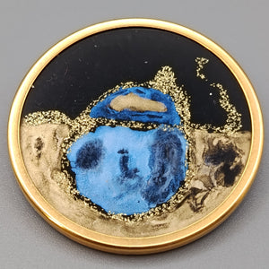Vintage Brosche Rundes Design mit blau-gold