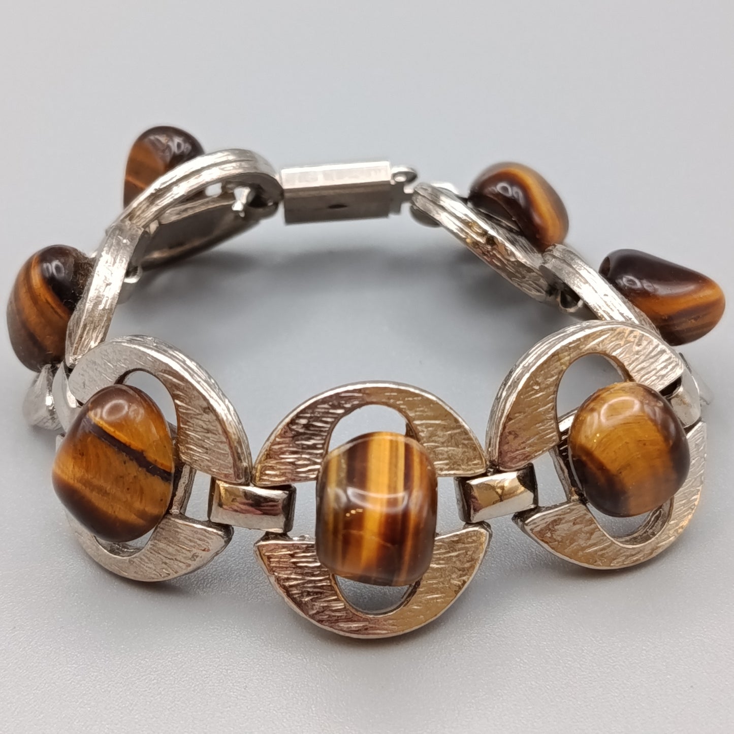 Elegante Stilvolles Tigerauge Damen Armband Gliederarmband