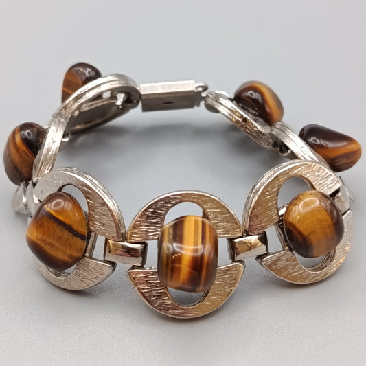 Elegante Stilvolles Tigerauge Damen Armband Gliederarmband