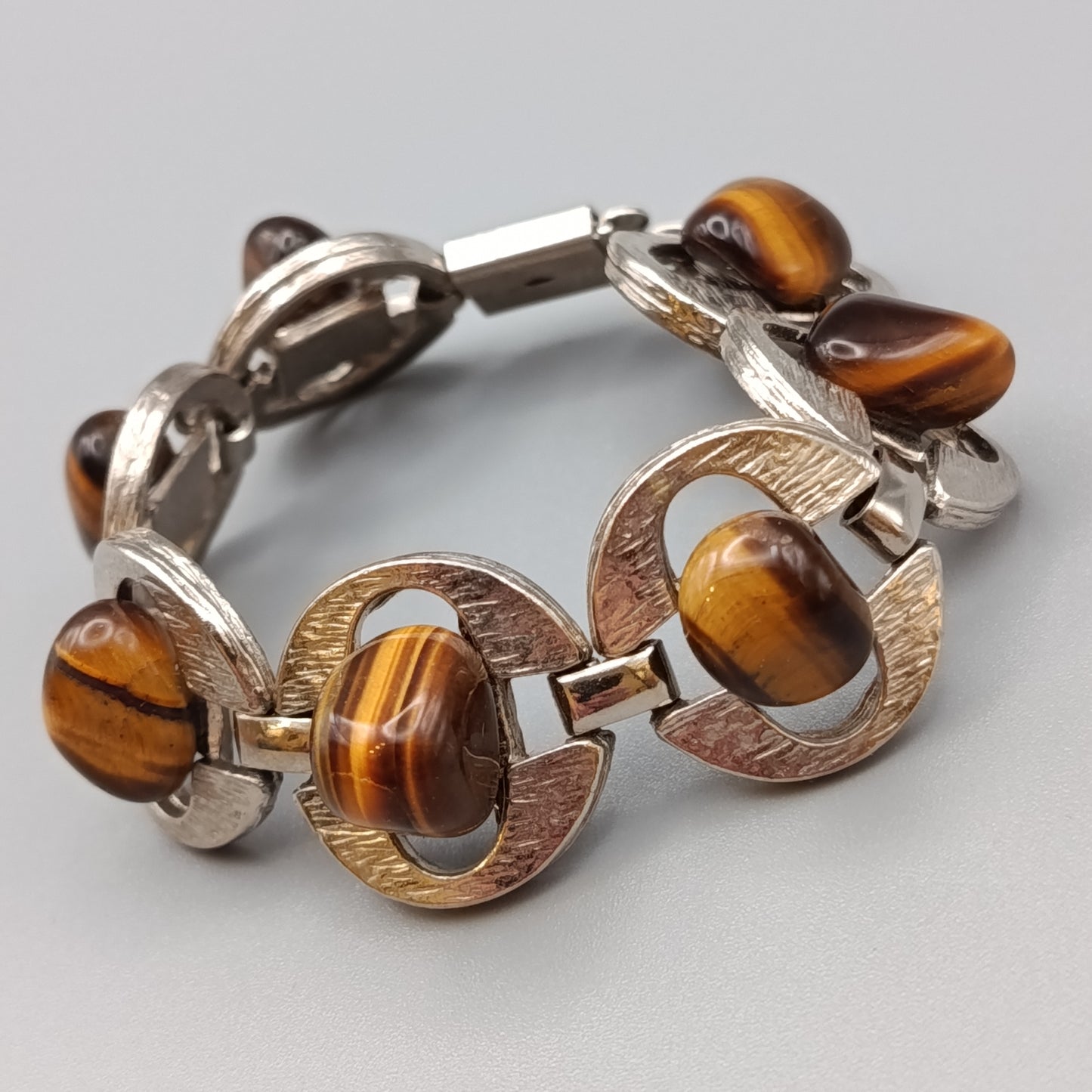 Elegante Stilvolles Tigerauge Damen Armband Gliederarmband