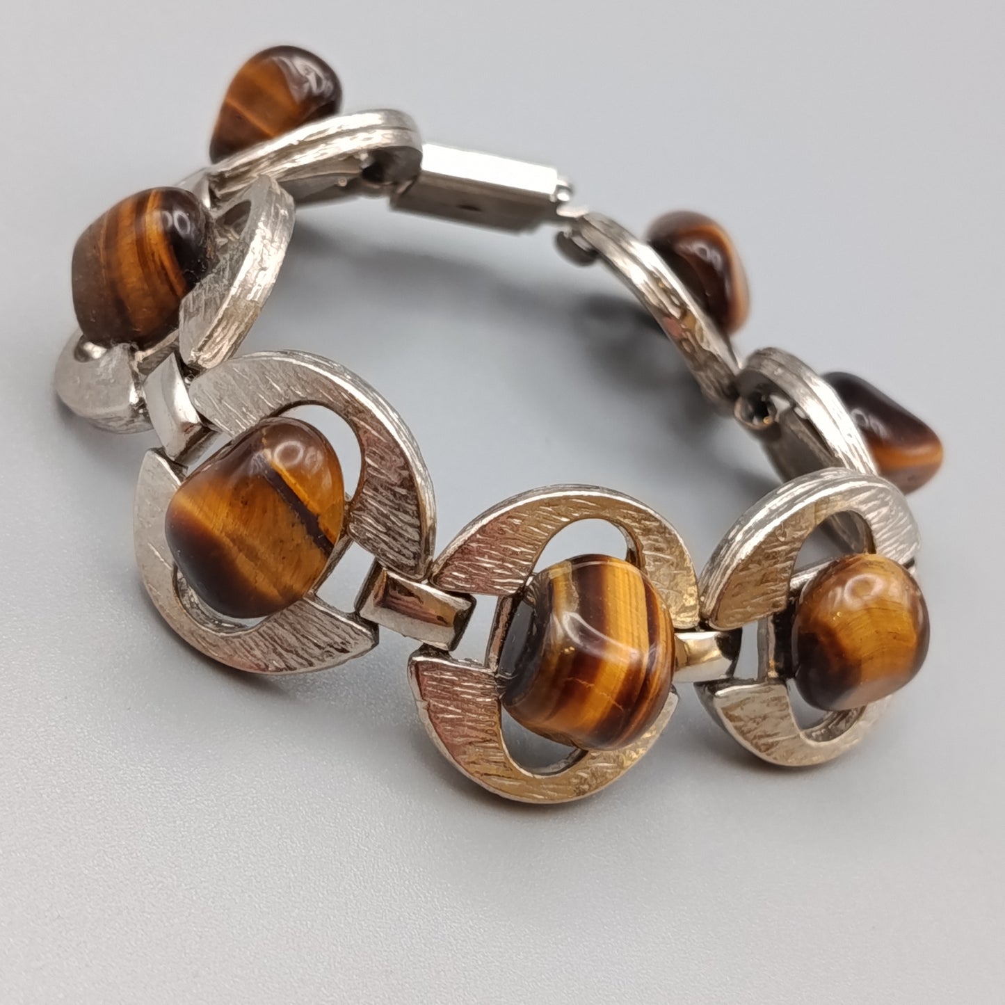 Elegante Stilvolles Tigerauge Damen Armband Gliederarmband