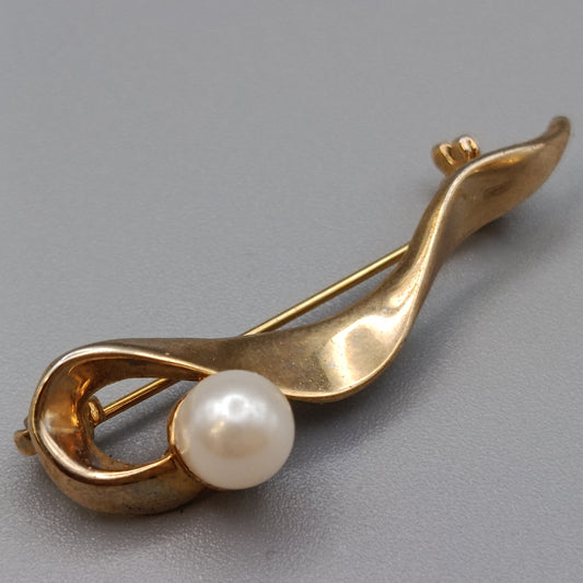 Elegante Vintage Brosche in Wellenform Goldoptik