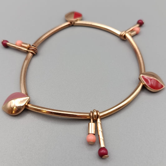 Damen Arm Band in Goldoptik Elastischer Reifen mit Charms