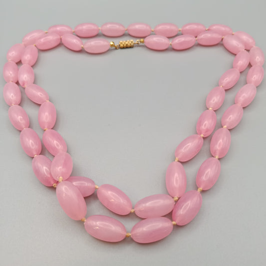 Elegante Vintage Perlen Kette in Rosa Klassische Damen Kette