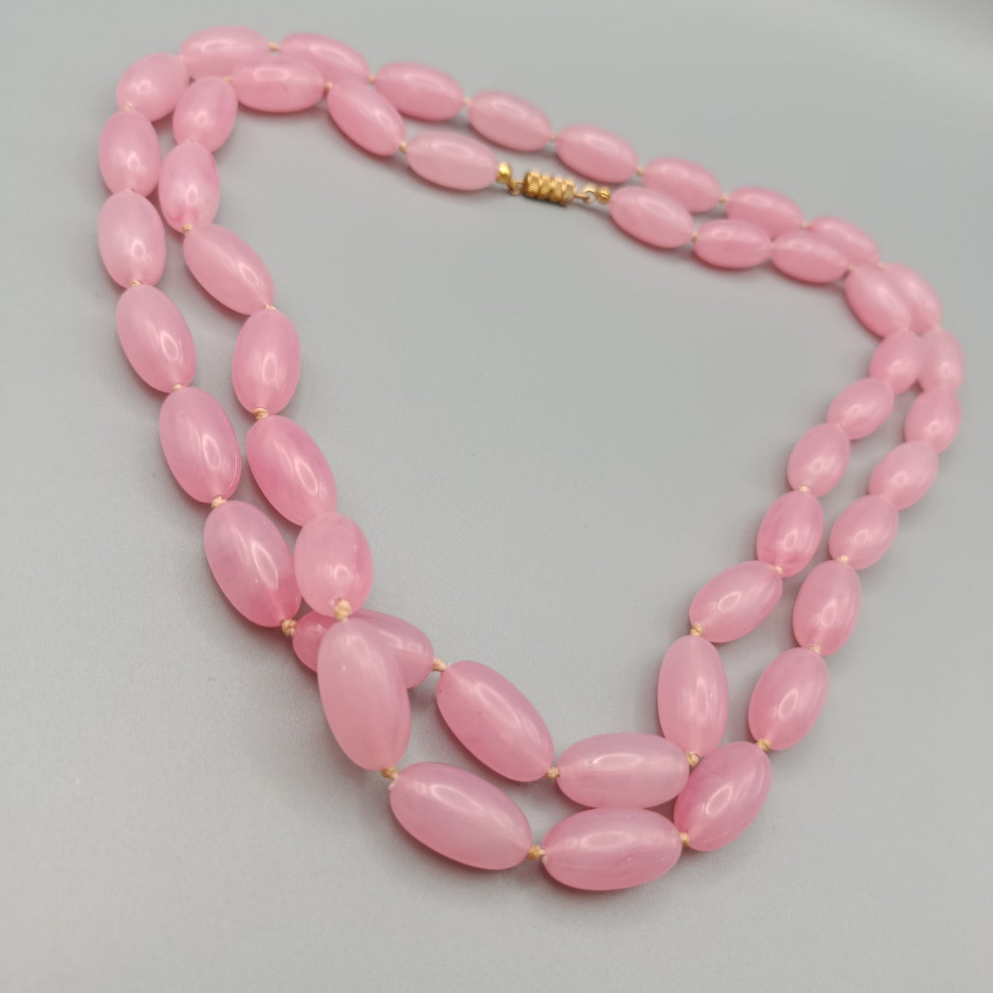 Elegante Vintage Perlen Kette in Rosa Klassische Damen Kette