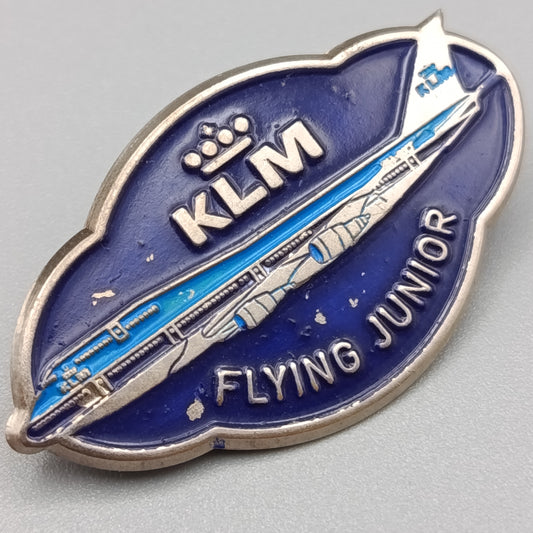 Vintage KLM Flying Junior Anstecknadel Blaues Flugzeug