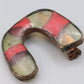 Vintage Emaille Brosche – Hufeisen Form rot grün bunt