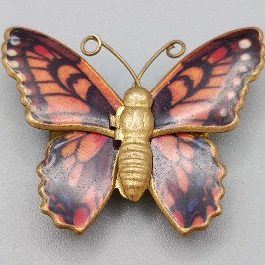 Charmante Vintage Schmetterling Brosche Emailliertes Kunst Design