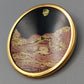Vintage Uhlig Emaille Brosche Abstraktes Landschafts Design