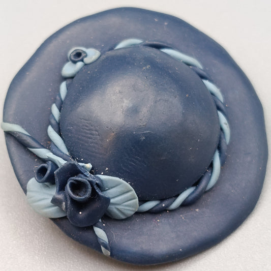 Vintage Brosche blauer Damen Hut Handgefertigter