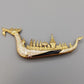 Elegante thailändische Königsschiff Brosche Vergoldet