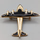 Elegante Flugzeug Brosche in Gold und Schwarz Vintage