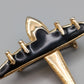Elegante Flugzeug Brosche in Gold und Schwarz Vintage