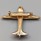 Elegante Flugzeug Brosche in Gold und Schwarz Vintage