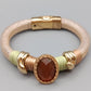 Stilvolles Damen Armband in Gold-Optik mit braunem Stein