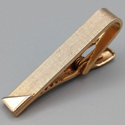 Vintage Pioneer Krawattenklammer in Gold mit Strukturmuster