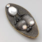 Elegante Vintage Brosche mit Strass Struktur Oval