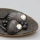 Elegante Vintage Brosche mit Strass Struktur Oval