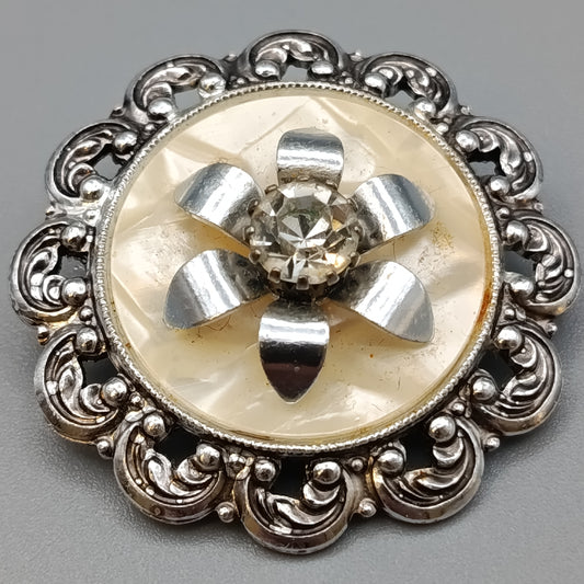 Klassischer Vintage Schalclip – Elegantes Blumen Motiv