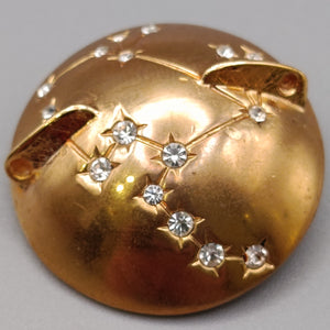 Goldfarbene Brosche mit Strasssteinen Vintage