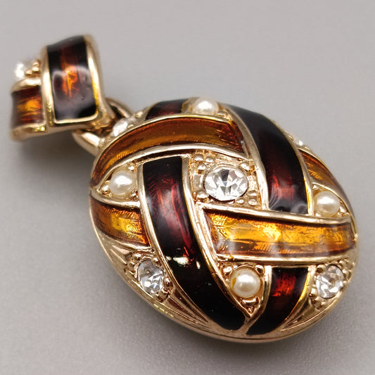 Edler Kettenanhänger mit Emaille und Strass – Vintage Style