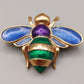 Farbenfrohe Biene Brosche mit Emaille Goldfarbene Vintage
