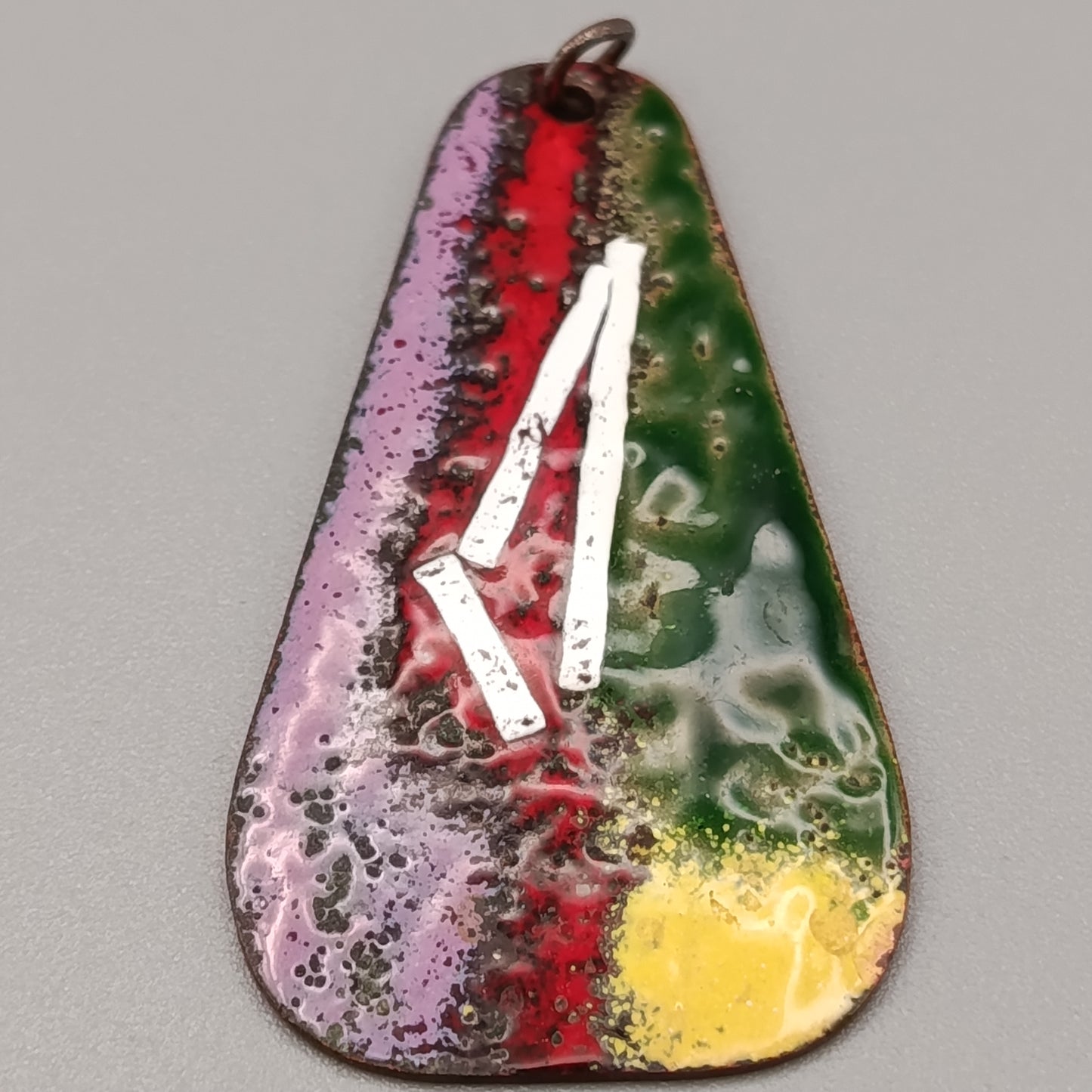Künstlerischer Vintage Emaille Anhänger Bunt