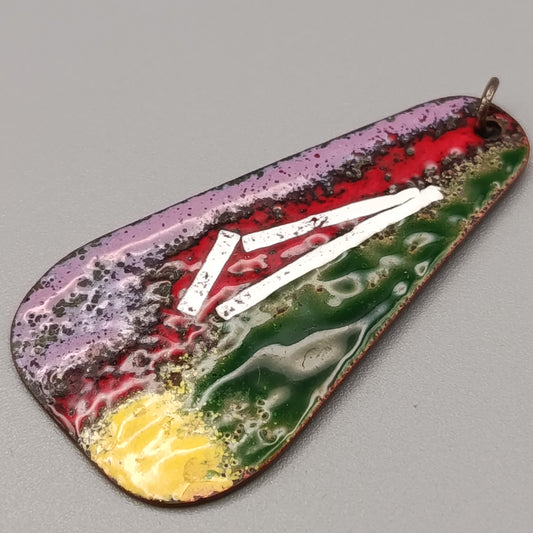 Künstlerischer Vintage Emaille Anhänger Bunt