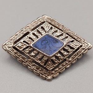 Klassische Art Déco Brosche mit blauem Emaille-Inlay